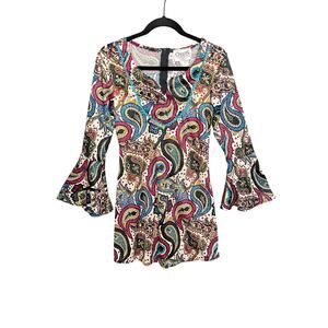 Charades Y2K Vintage Halloween Disco Babe Flare‎ Sleeve Mini Dress Women Size XS